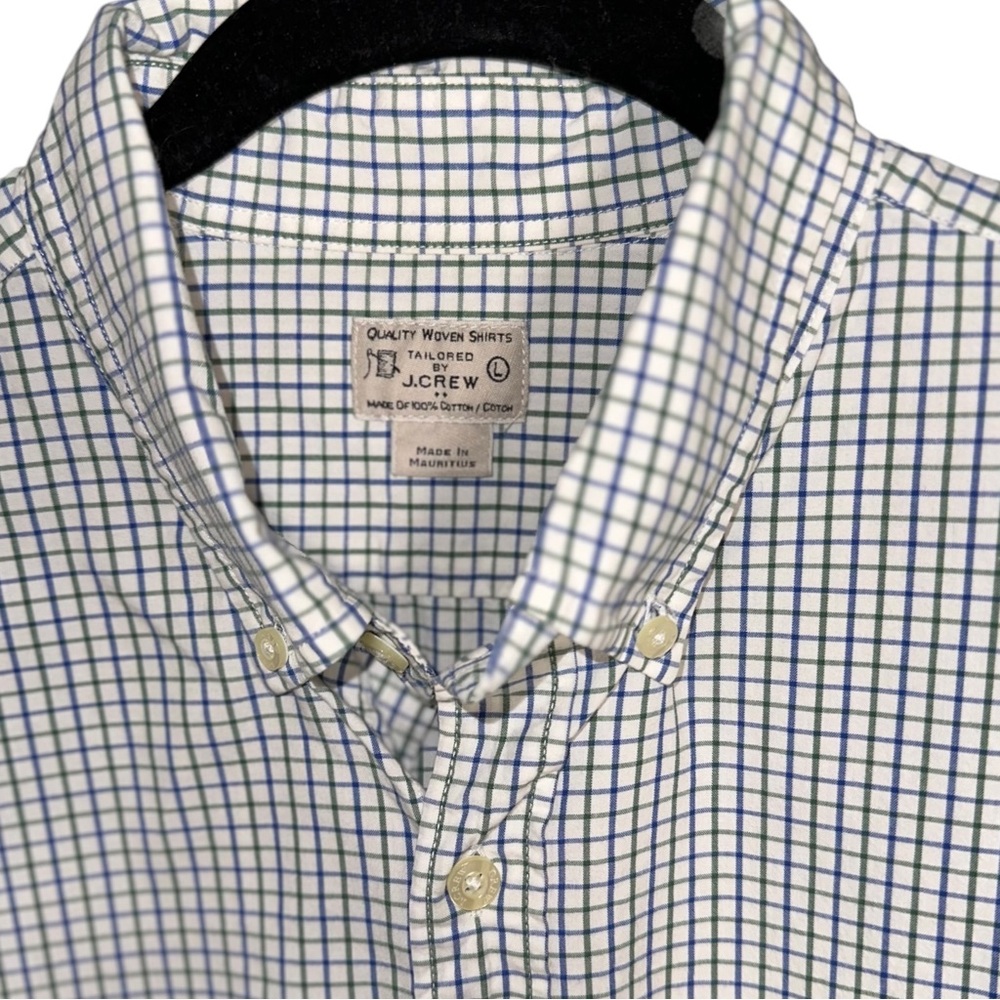Vtg J. Crew Shirt Mens 100% Cotton White Plaid Button Down Woven ~ Size L - Picture 3 of 4